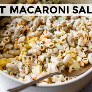 BEST MACARONI SALAD | healthy, deli-style recipe