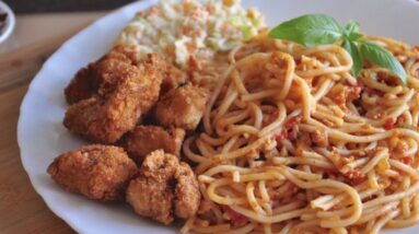 Chicken cutlet recipe, Chicken Spaghetti recipe, Coleslaw recipe,