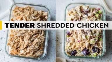 EASY SLOW COOKER SHREDDED CHICKEN RECIPE | Perfect For Meal Prep!